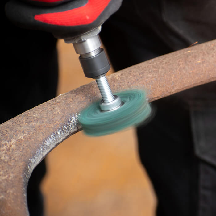 Čistící kotouč na stopce HERMAN FWK-20/S Dragon Green Brusivo: STRIP-IT + corundum