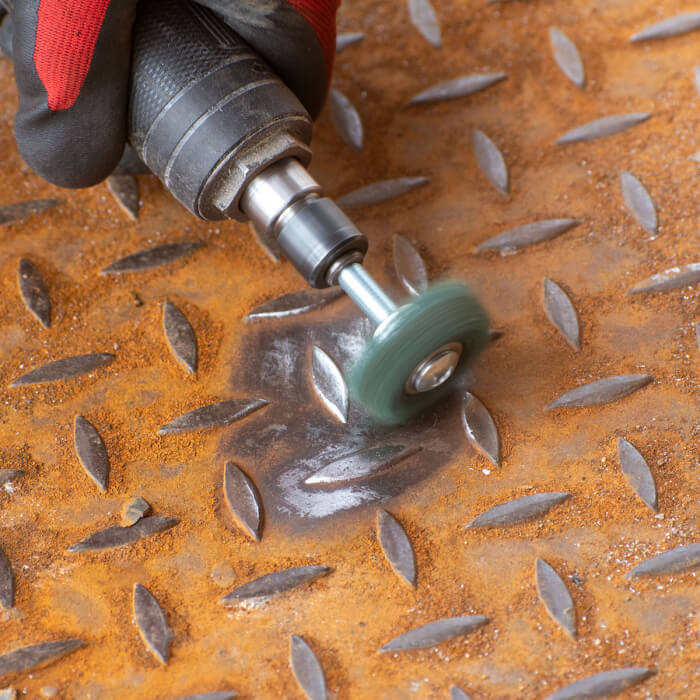 Čistící kotouč na stopce HERMAN FWK-20/S Dragon Green Brusivo: STRIP-IT + corundum