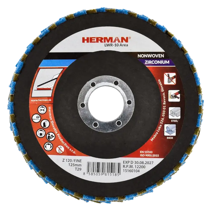 Kombinovaný lamelový kotouč HERMAN LWR-10 Area ZirTex 125mm | fine | P120