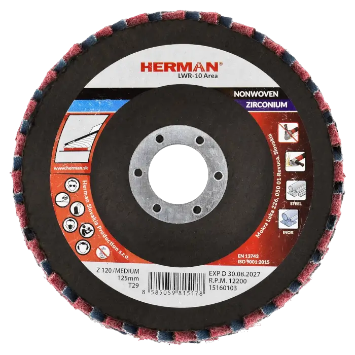 Kombinovaný lamelový kotouč HERMAN LWR-10 Area ZirTex 125mm | medium | P120