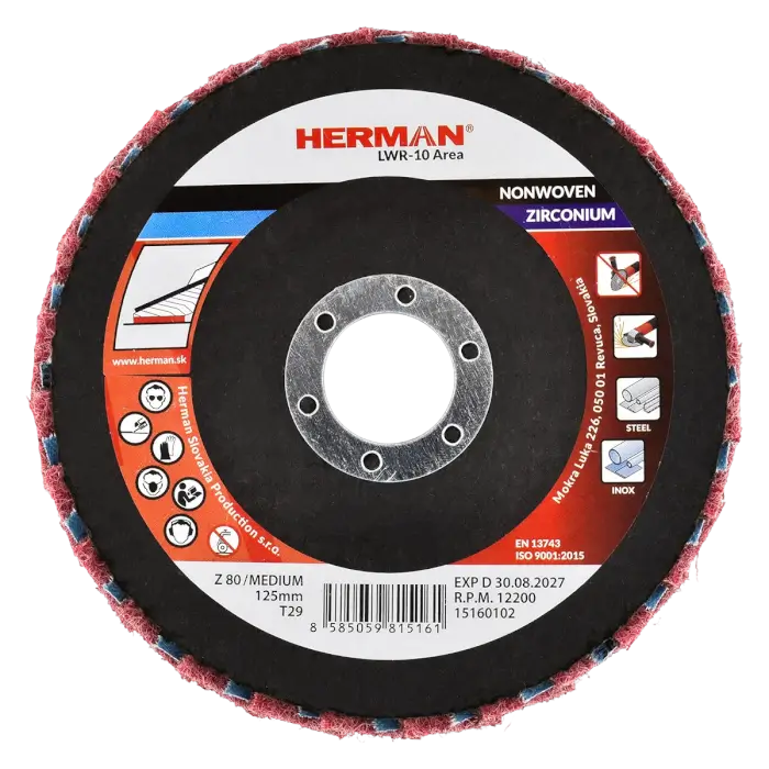 Kombinovaný lamelový kotouč HERMAN LWR-10 Area ZirTex 125mm | medium | P80
