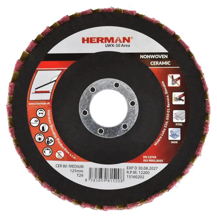 Kombinovaný lamelový kotouč HERMAN LWX-10 Area CerTex 125mm | medium | P80