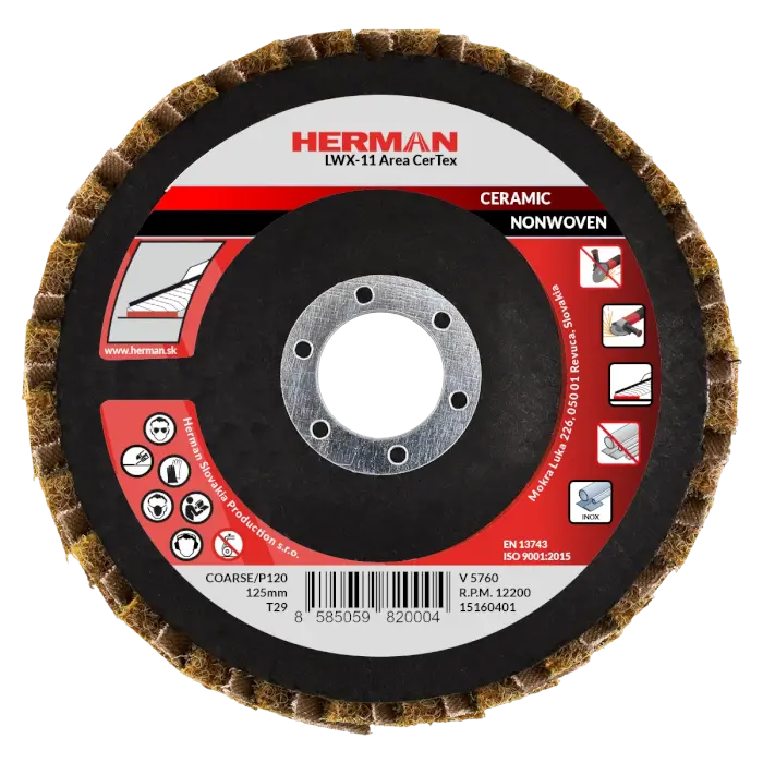 Kombinovaný lamelový kotouč HERMAN LWX-11 Area CerTex 125mm | ceramic | coarse / P120