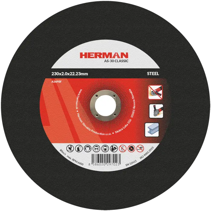 Řezný kotouč HERMAN AS-30 Classic|Na ocel 230x2,0x22,23mm|bez prolisu|TYP 41