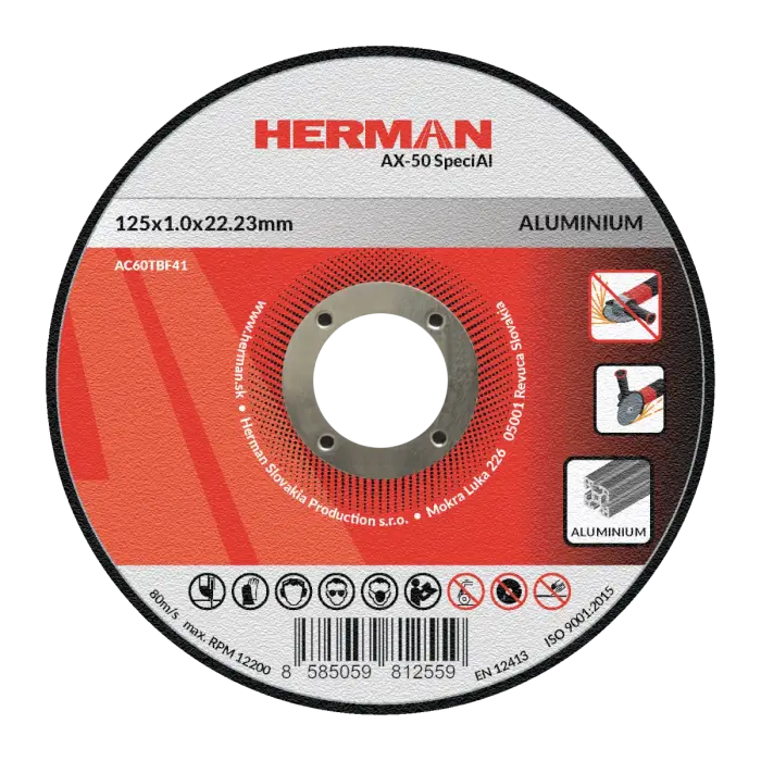 Řezný kotouč HERMAN AX-50 SpeciAl| Na hliník 125x1,0x22,2mm | bez prolisu|TYP 41