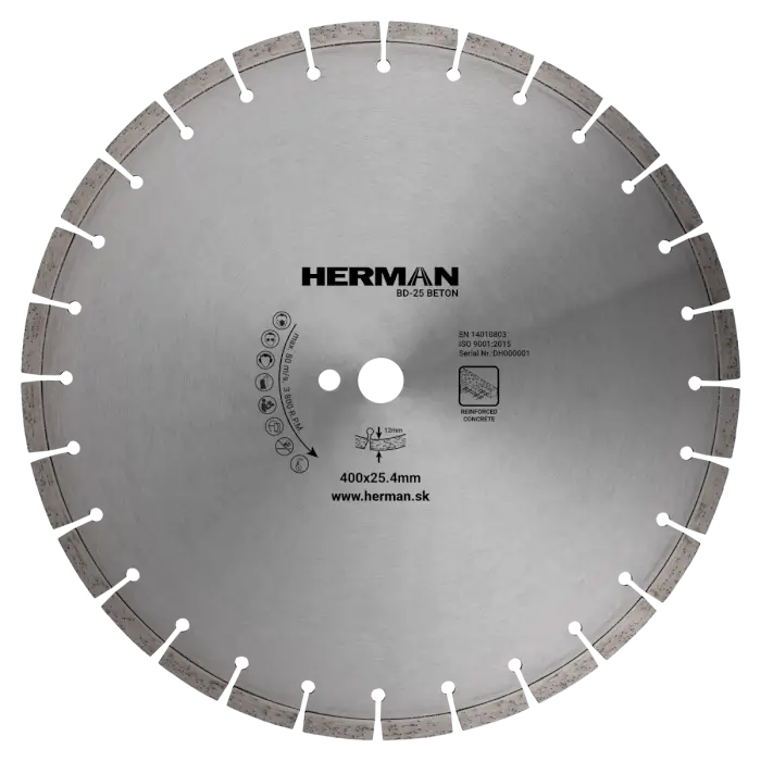 Diamantový kotouč HERMAN BD-25 Beton 400x25,4mm | H=12mm