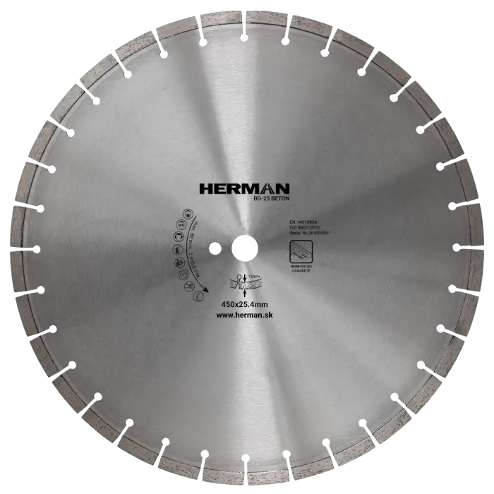 Diamantový kotouč HERMAN BD-25 Beton 450x25,4mm | H=12mm