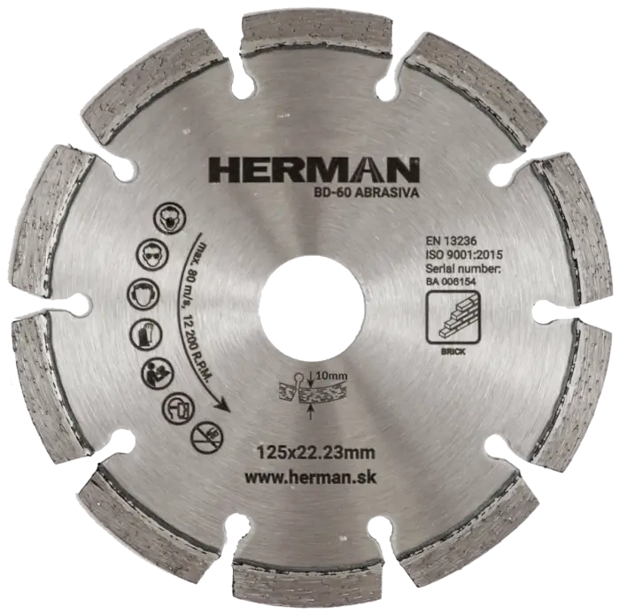 Diamantový kotouč HERMAN BD-60 Abrasiva 125x22,2mm|H=10mm