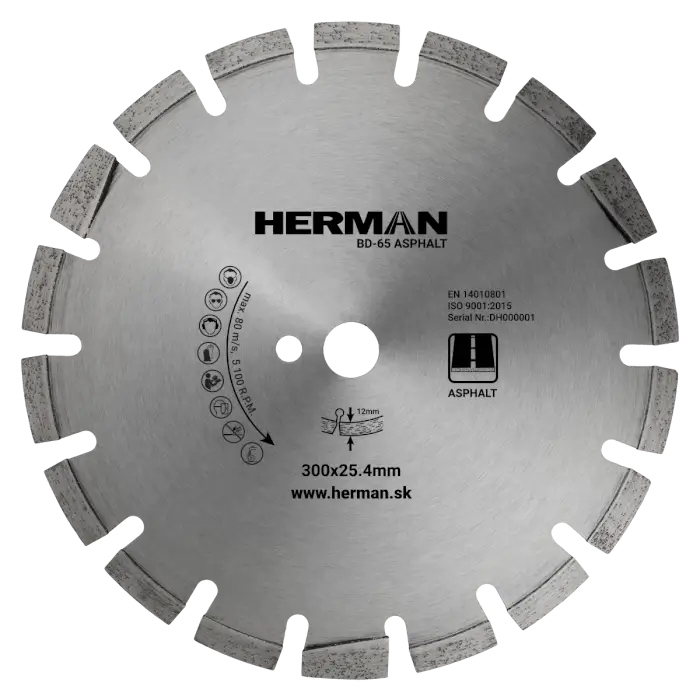 Diamantový kotouč HERMAN BD-65 Asphalt 300x25,4mm | H=12mm