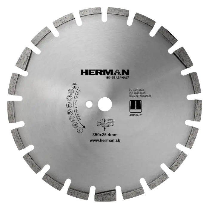 Diamantový kotouč HERMAN BD-65 Asphalt 350x25,4mm | H=12mm