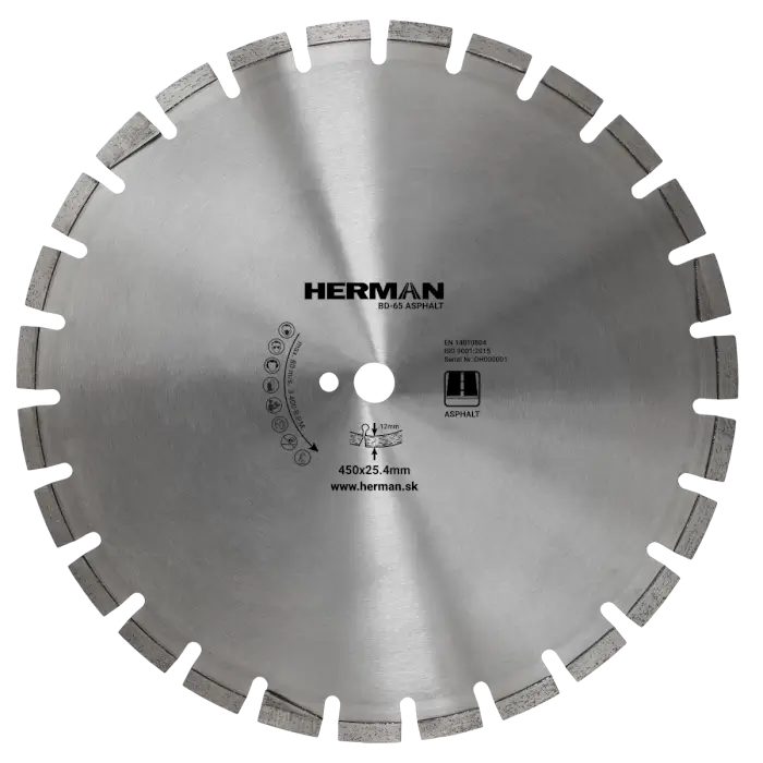 Diamantový kotouč HERMAN BD-65 Asphalt 450x25,4mm | H=12mm