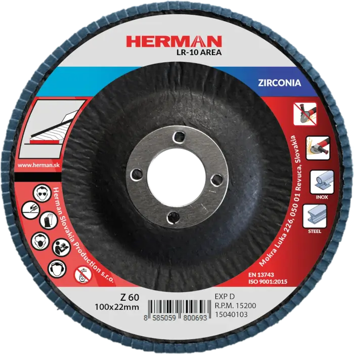 Lamelový kotouč HERMAN LR-10 Area 100mm|P60|zirconia