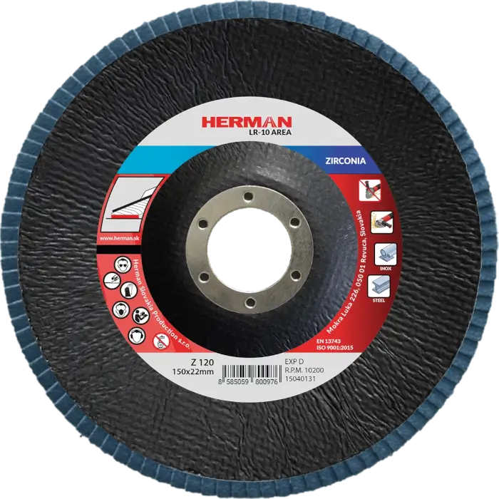 Lamelový kotouč HERMAN LR-10 Area 150mm|P120|zirconia