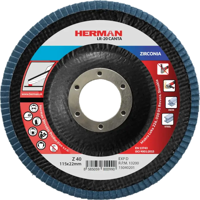 Lamelový kotouč HERMAN LR-20 Canta 115mm|P40|zirconia
