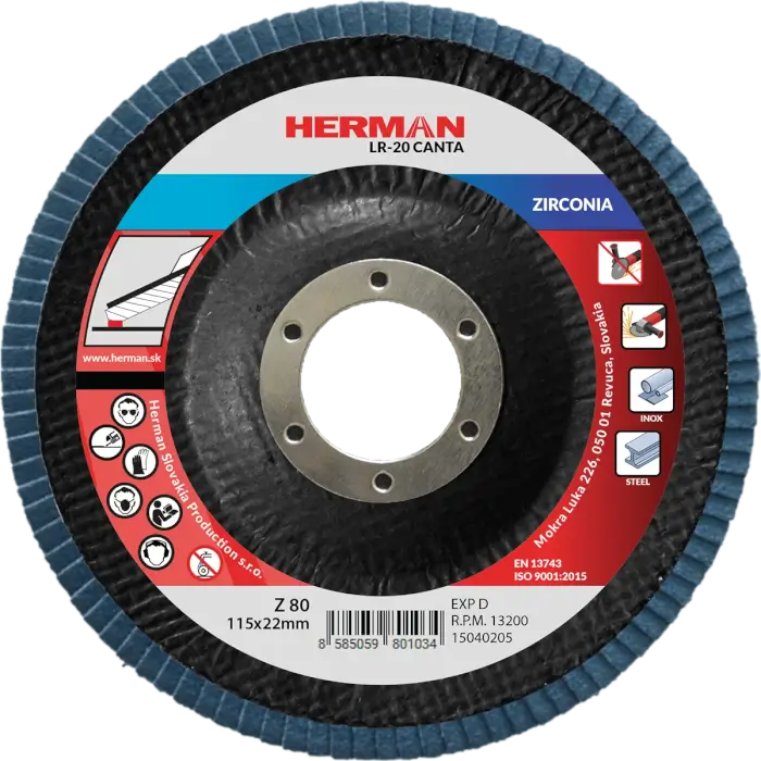Lamelový kotouč HERMAN LR-20 Canta 115mm|P80|zirconia