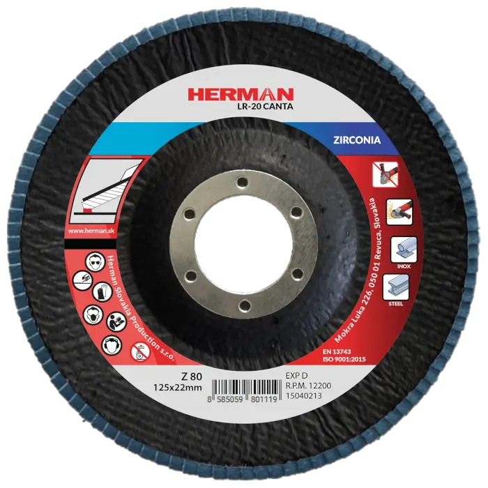 Lamelový kotouč HERMAN LR-20 Canta 125mm|P80|zirconia