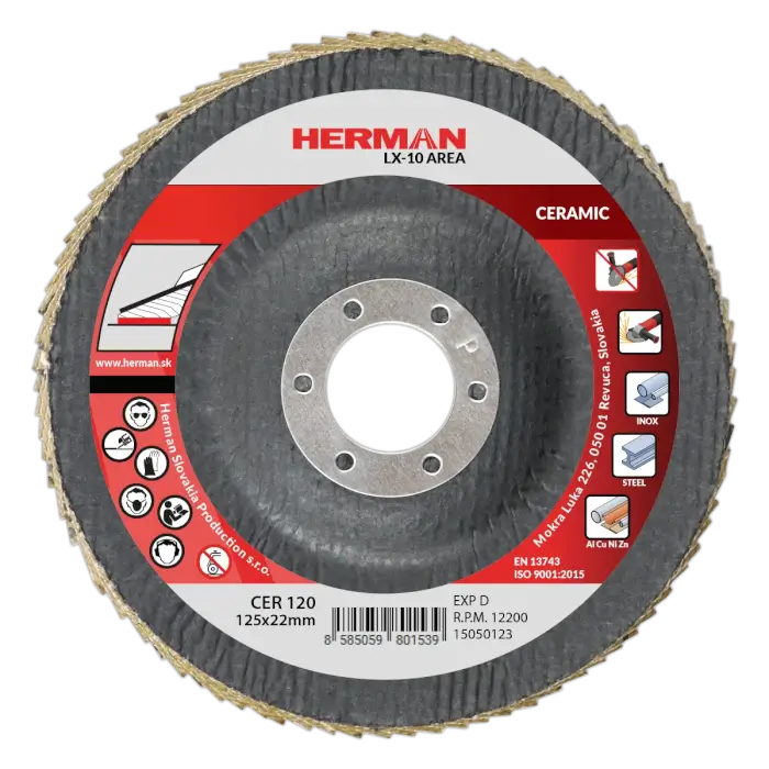 Lamelový kotouč HERMAN LX-10 Area 125mm|P120|ceramic