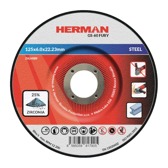 Brusný kotouč HERMAN GS-60 Fury | Na ocel 125x6,0x22,23mm