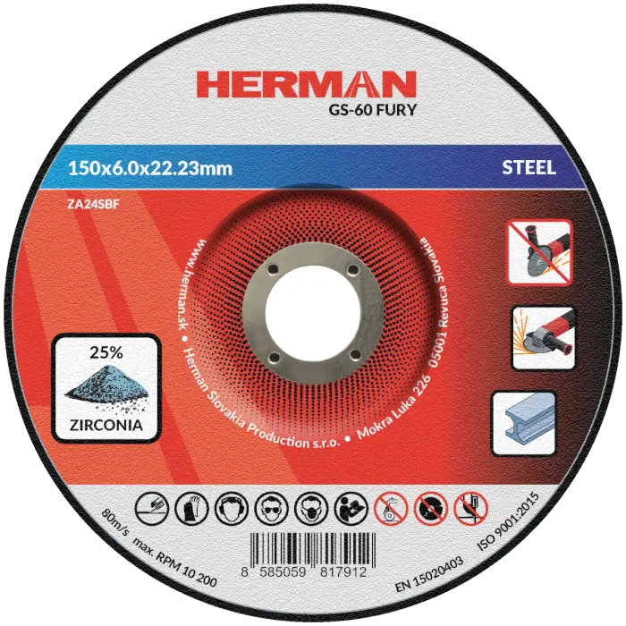 Brusný kotouč HERMAN GS-60 Fury | Na ocel 150x6,0x22,23mm