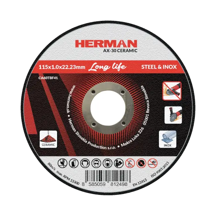 HERMAN AX-30 Ceramic | Na ocel a nerez 115x1,0x22,2mm | bez prolisu|TYP 41