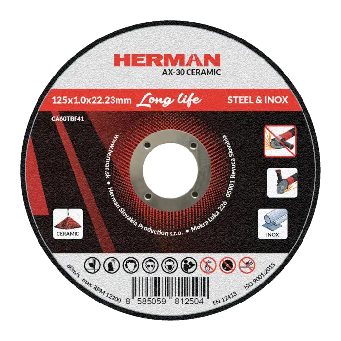 HERMAN AX-30 Ceramic | Na ocel a nerez 125x1,0x22,2mm | bez prolisu|TYP 41