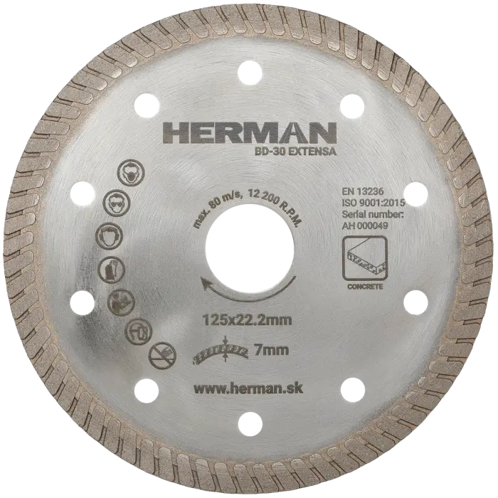 Diamantový kotouč HERMAN BD-30 Extensa 125x22,2mm|H=7mm