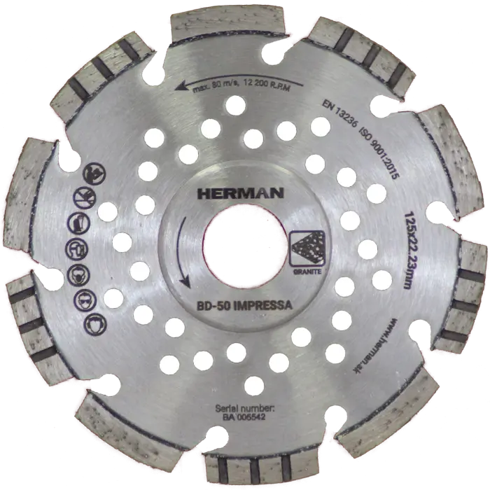 Diamantový kotouč HERMAN BD-50 Impressa 125x22,2mm|H=7mm