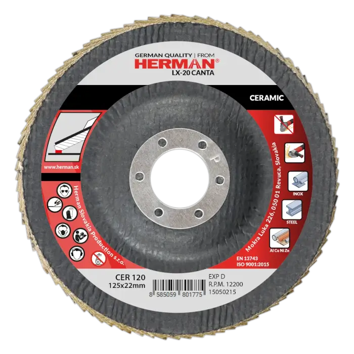 Lamelový kotouč HERMAN LX-20 Canta 125mm|P120|ceramic