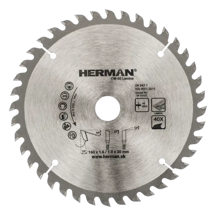 Pilový kotouč HERMAN CW-50 Lamina 160x1,6/1,0x20mm|40 zubů