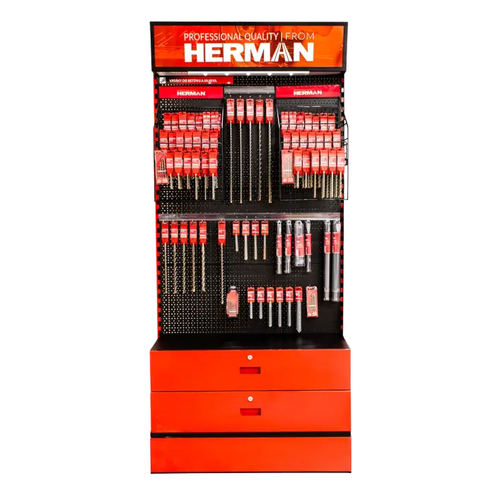 Prodejní stojan panelový MODUL SS-P/I 300+ kusů produktů HERMAN